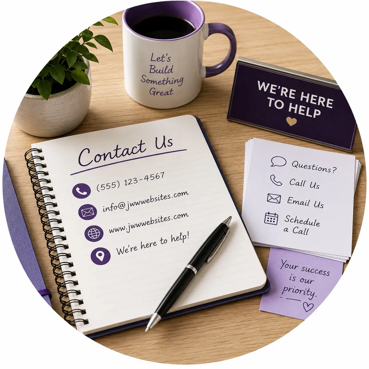 Clean professional desk for website consultation planning