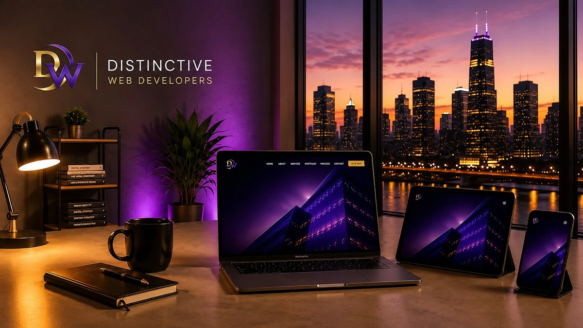 Modern website development workspace for Distinctive Web Developers