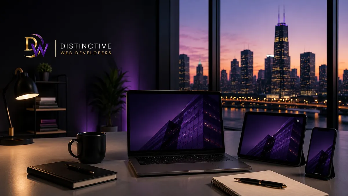 Modern website development workspace for Distinctive Web Developers