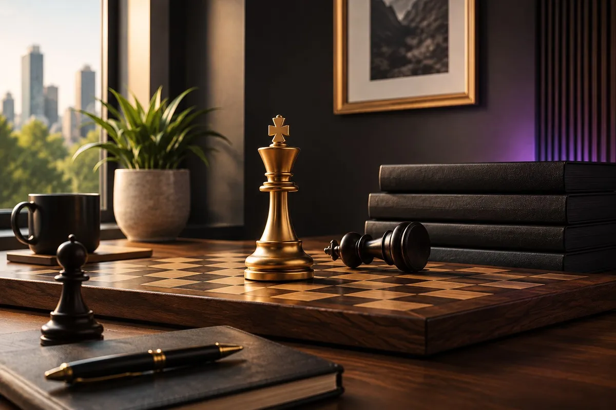 Strategic long-term website care represented by a chessboard