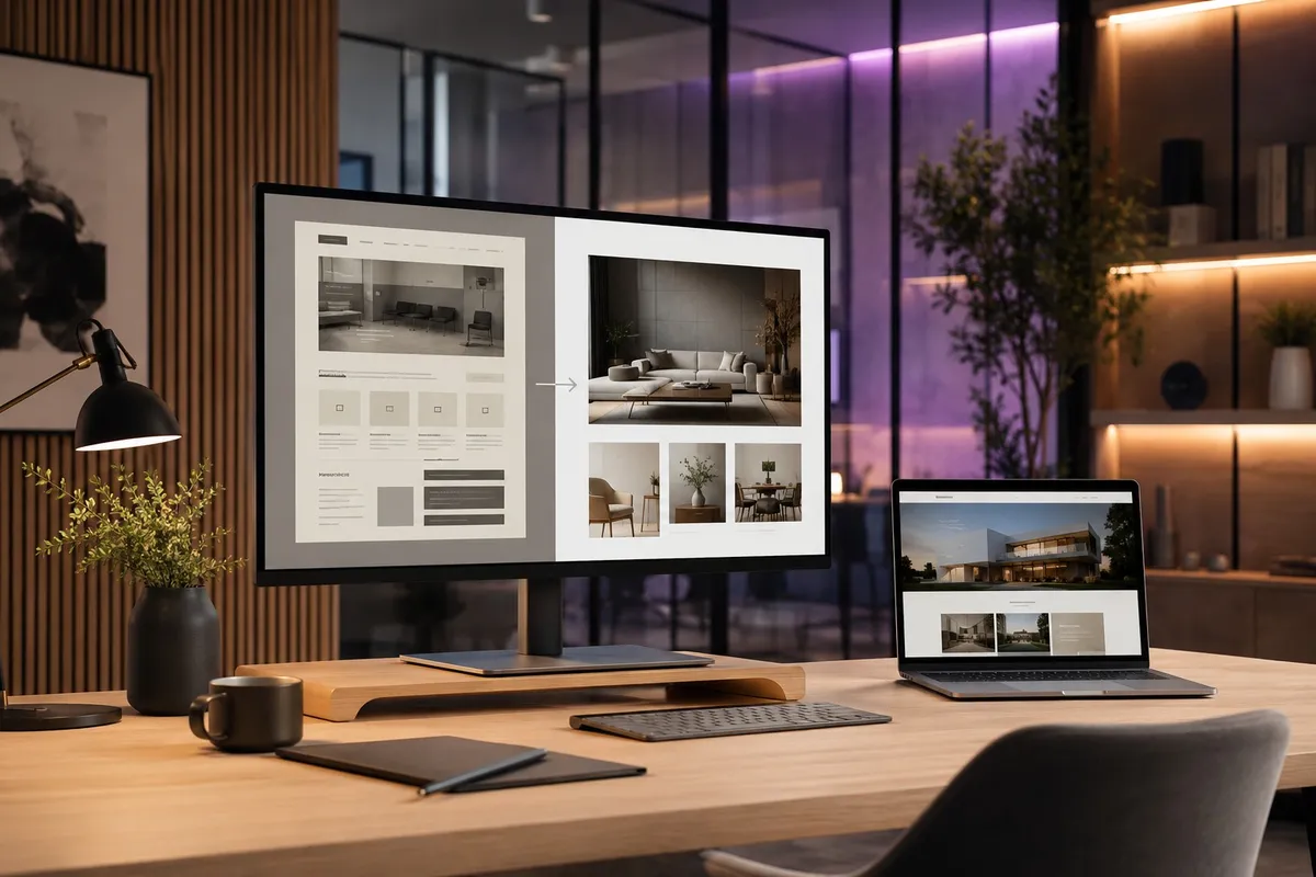 Website redesign and modernization shown through an outdated and modern website comparison