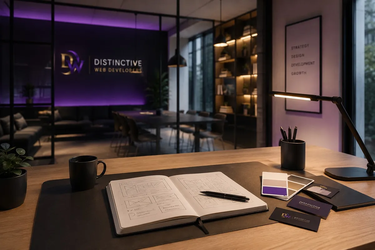 Website portfolio presentation on premium studio displays