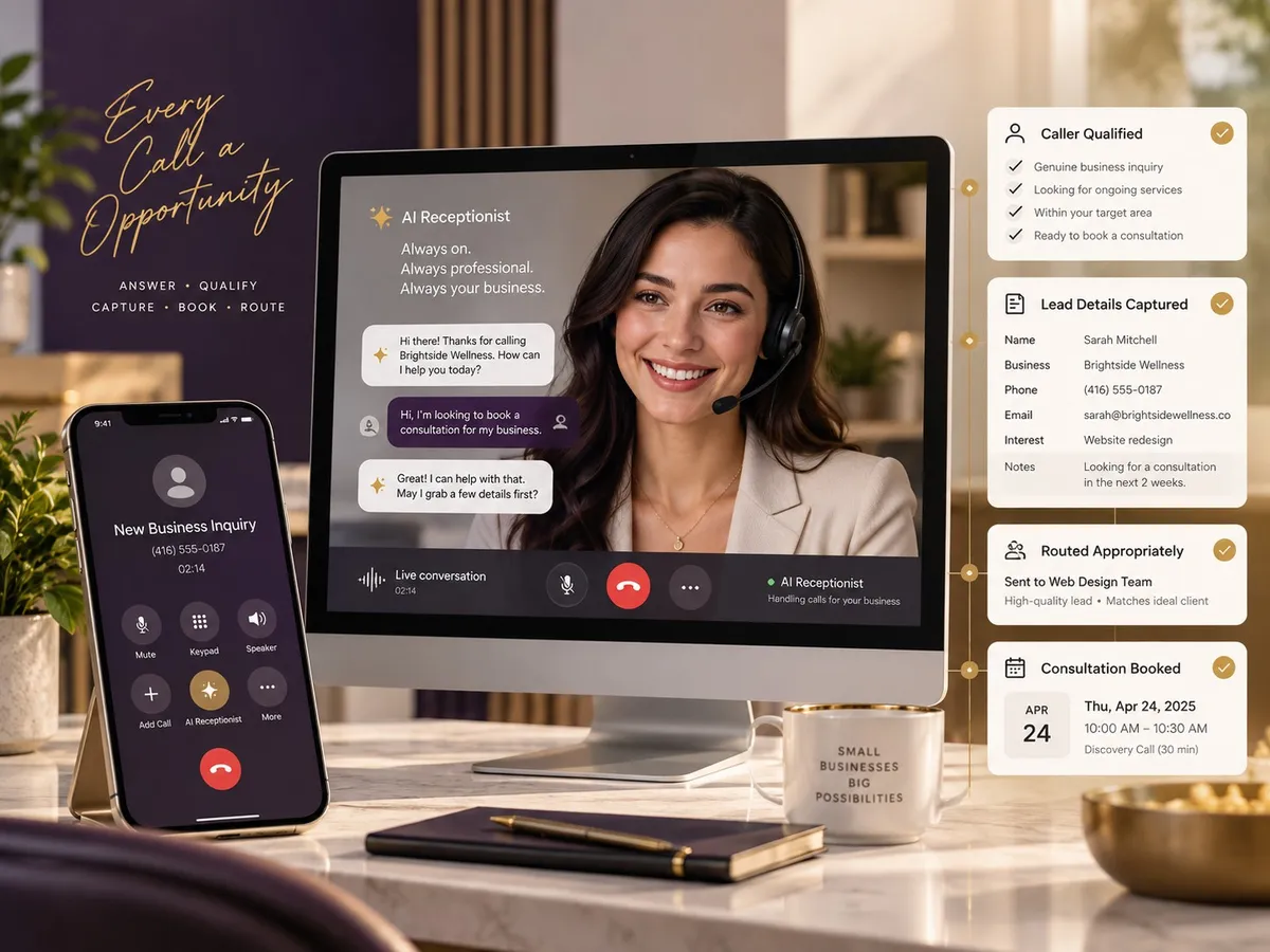 Professional small business support with AI receptionist service
